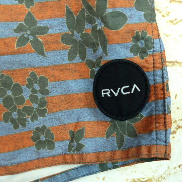 RVCA Board Shorts Mens 32 Vintage Brushed 9” Stripe Floral Ombre Swim Surf - Picture 7 of 14